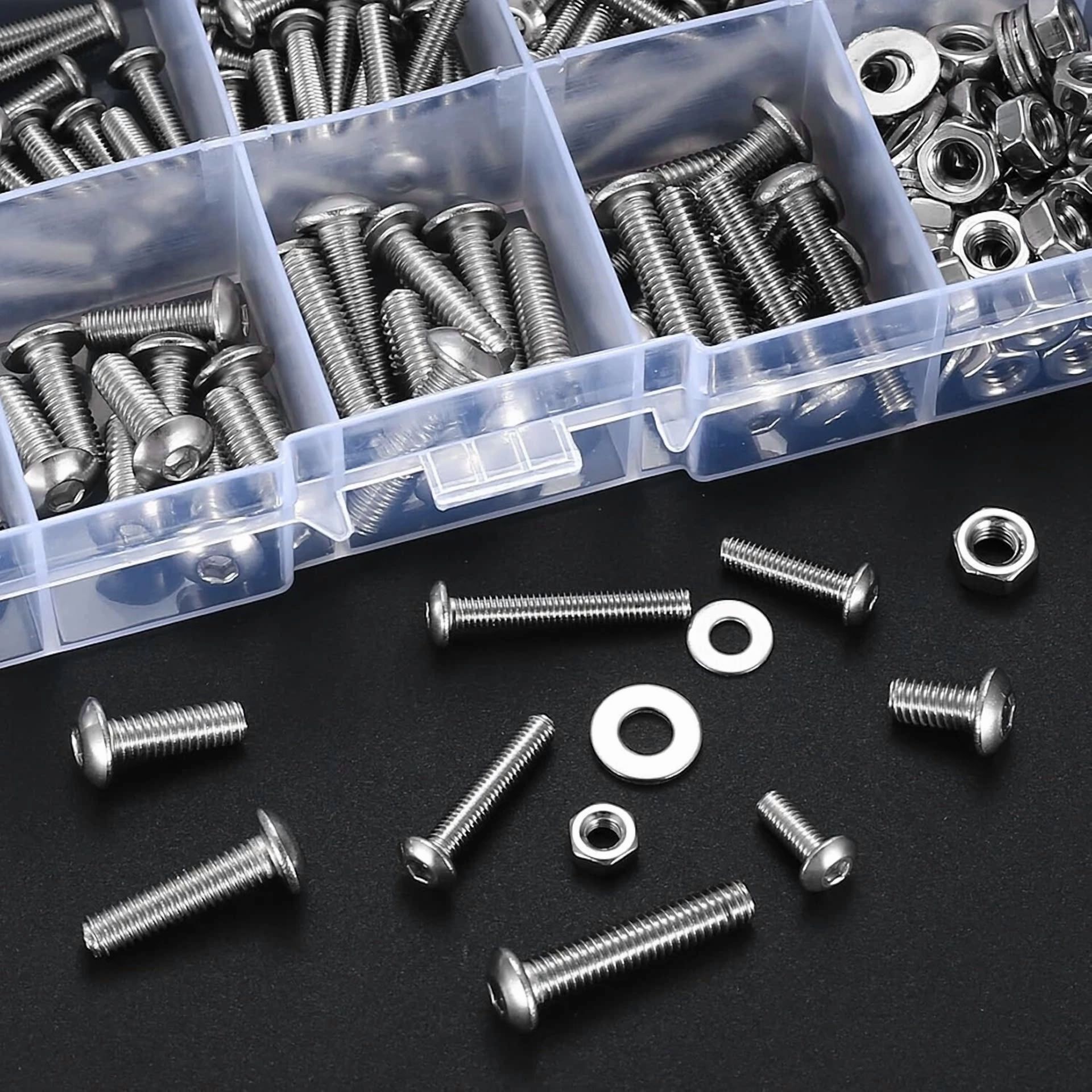 CIRCLE- 324 Pcs Metric Screw Assortment Kit Metric M3 M4 Hex Button Socket Head Cap Scre