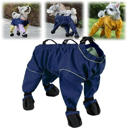 Dirty Proof Dog Coat  Dog Boots Leggings Waterproof Anti-Slip Shoes Pet Paws Protector Dirty-Proof Adjustable Suspenders for Outdoor Winter Snow Rain Hiking Walking