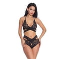 thumbnail image 2 of Conjunto de ropa interior de malla de encaje para mujer, lencería sexy, ropa de dormir, ropa de dormir, negro, S Speravity XX000073-02, 2 of 7