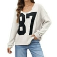 thumbnail image 2 of Pullover Sweaters for Women 2025 Long Sleeve Crewneck Number Color Block Knitted Sweater Tops Fall Winter Outfits, 2 of 6