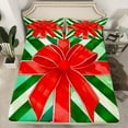 thumbnail image 2 of jejeloiu Cute Bow Tie Full Size Sheets,Merry Christmas Bed Sheets,Green Stripes Lines Sheet Sets For Teens,Ultra Soft Home Decor,4 Pieces, 2 of 7
