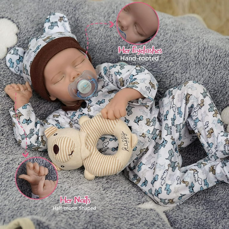 Reborn Dolls, 17 inch Handmade Realistic Reborn Babies Soft Vinyl Body,  Reborn Baby Doll Looks Like a Real Baby (Closed Eyes dolls)