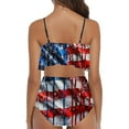 thumbnail image 5 of 4th of July Women's Sexy Halter Tankini Set - High Waisted Bikini with Ruffled Top & Padded Cups, Independence Day Patriotic Printed Two Piece Swimsuit for Beach & Pool, 5 of 5