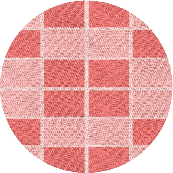 Ahgly Company Indoor Round Patterned Pastel Pink Area Rugs, 5' Round
