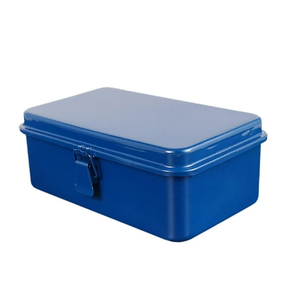 Lipstore Metal Storage Box Empty Box Vintage with Lid Desktop Storage Container Bin Blue