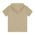 thumbnail image 4 of Camiseta de manga corta con capucha informal de color liso para niños de 3 a 13 años, 4 of 8