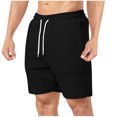 thumbnail image 1 of Pantalones Cortos para Hombres Casual Verano Color Sólido Casual Cordón Bolsillo Recto a Través de Pantalones Cortos, Pantalones de Moda de Poliéster, 1 of 8