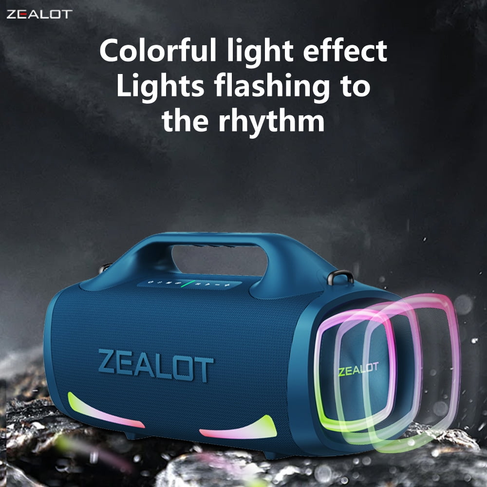 ZEALOT 100W Party Speaker, 36h Portable Waterproof Bluetooth Speaker, 24000mAh Battery Camping Speaker, Blue