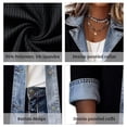 thumbnail image 2 of Women’s Denim Patchwork Cardigan Jacket Long Sleeve Button Down Lapel Casual Outerwear with Pockets, 2 of 5