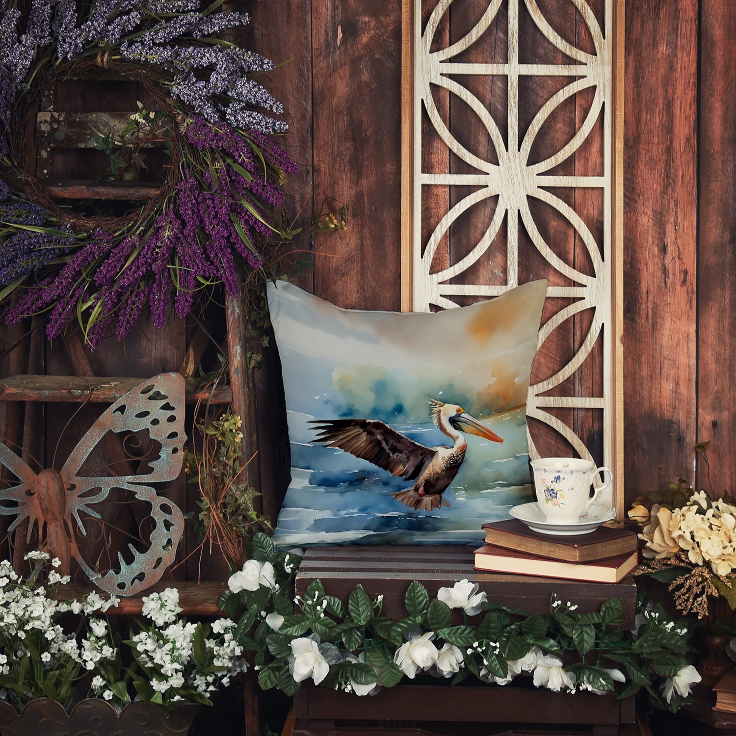 Pelican Throw Pillow 14 in x 14 in