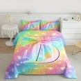 thumbnail image 2 of Homewish Bowtie Letter D Bedding Comforter Set,Bowknot Monogrammed Theme Twin Comforter Sets,Multicolor Lines Bedding Set For Girl Teens,Ultra Soft Bedroom Decor Reversible,2-Piece, 2 of 8