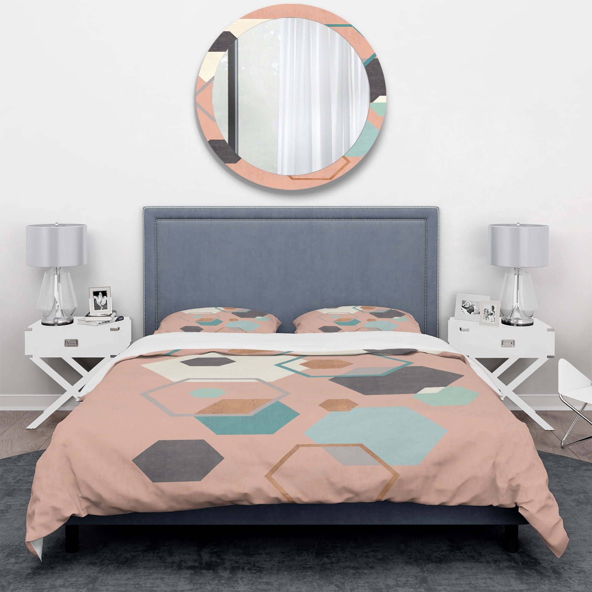 Designart 'Geometric hexagons Pattern II' Geometric Duvet Cover Set