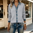 thumbnail image 5 of WHEANG Cardigan Sweaters for Women Collar Knit Cardigan Button Down Casual Open Front Sweater Long Sleeve Lightweight Womens Tops Gray S, 5 of 5