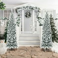 thumbnail image 6 of FORCLOVER 7.5ft Artificial Snow Flocked Christmas Tree, Unlit Pencil Hinged Pine Tree with 641Branch Tips and Metal Stand, Slim Xmas Snowy Tree for Indoor and Outdoor Use, 6 of 10