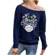 thumbnail image 1 of Tops cómodos con estampado navideño de manga larga con un hombro para mujer Fridja  FKASFK3573, 1 of 4