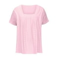 thumbnail image 4 of MIXUE Boho Tops For Women Summer Solid Color Square Collar Short Sleeve Casual Basic Pullover Shirts For Women T-shirts Streetwear,Pink,L, 4 of 6