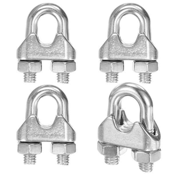 Uxcell 4-Pack Abrazaderas de Cable, Clip de Cable de Acero Inoxidable M6, Perno en U, Sujetador de Abrazaderas de Cable