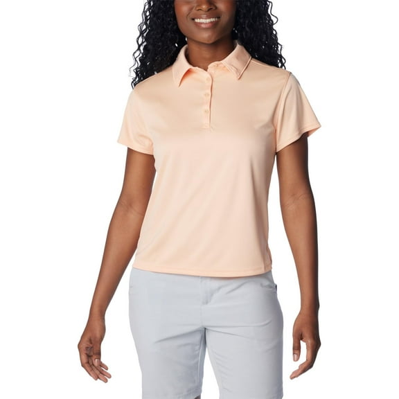 Columbia Women's Tidal Tee Short Sleeve Polo, Peach Fizz, X-Large