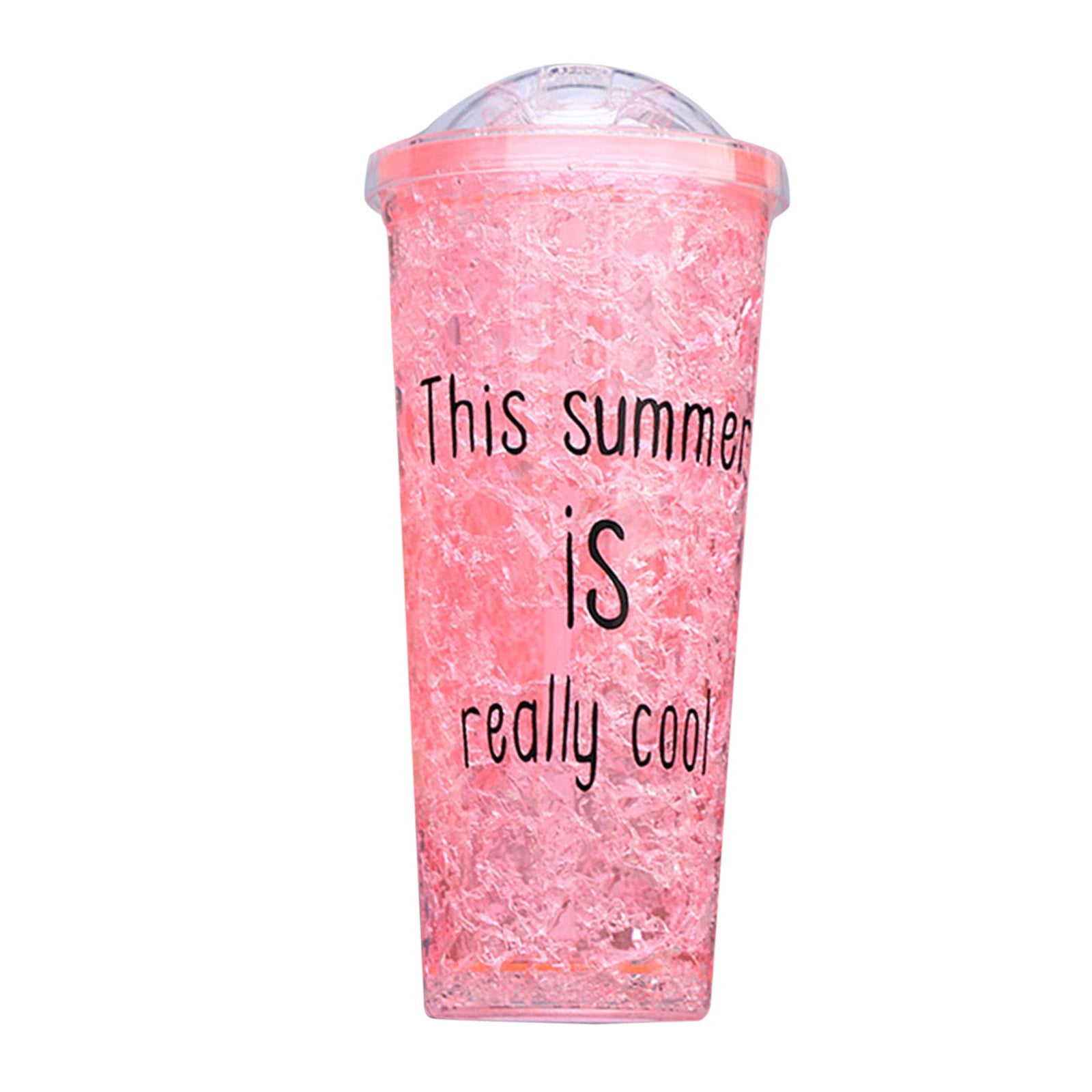 CLZOUD Water Bottles Summer Straw Cup Portable Double Layer Straw Water