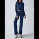 thumbnail image 4 of Conjuntos de 2 Piezas para Mujer, Larga, Cuello Redondo, Pantalones Acampanados de Cintura Alta, Conjuntos de Chándal, Ropa de Calle. Azul Real M, 4 of 10