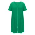 thumbnail image 5 of felwors Women Zipper Front House Coat Short Sleeves/3/4 Sleeve Robe Bathrobes Lightweight Knee Length Short House Dress Green, XL, 5 of 5