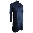 thumbnail image 1 of Hijaz Navy Blue Teardrop Print Men's Formal Fitted Kurta Shirt With Mandarin Collar - XXX-Large, 1 of 2