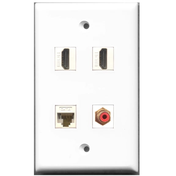 Ultra Spec Cables 2 Port HDMI 1 Port RCA Red 1 Port Cat6 Ethernet Wall Plate