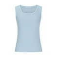 thumbnail image 3 of Clearance Under 5 TOPUUTP Tank Tops Women Sleeveless Square Round Neck Tops Solid Ribbed Fitted Basic Shirts Blouses Trendy Casual Tank Tops Light Blue M, 3 of 4