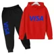 thumbnail image 3 of Chándales de tendencia primavera otoño 2024 para niños de 2 a 14 años, 2 piezas, sudadera con capucha y pantalones, trajes con estampado de letras, ropa para niños, 3 of 5