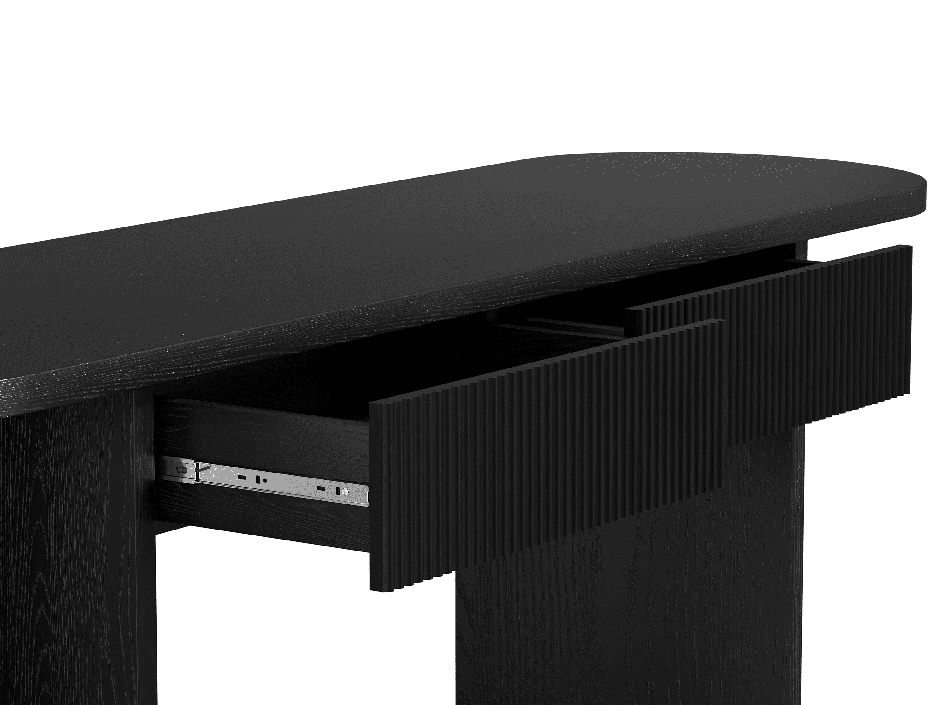 Mintazer 63" Fluted Console Table with 2 Drawers, Modern Entryway Tables with Storage, Sofa Table for Entryway Hallway Living Room, Black