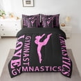 thumbnail image 3 of Feelyou Girl Gymnastics Twin Bedding Sets 7-Piece, Black Pink Sequin Print Bedding Comforter Set, Modern Sports Lover Reversible Sheet Sets, Luxury Bedroom Decor, 3 of 8