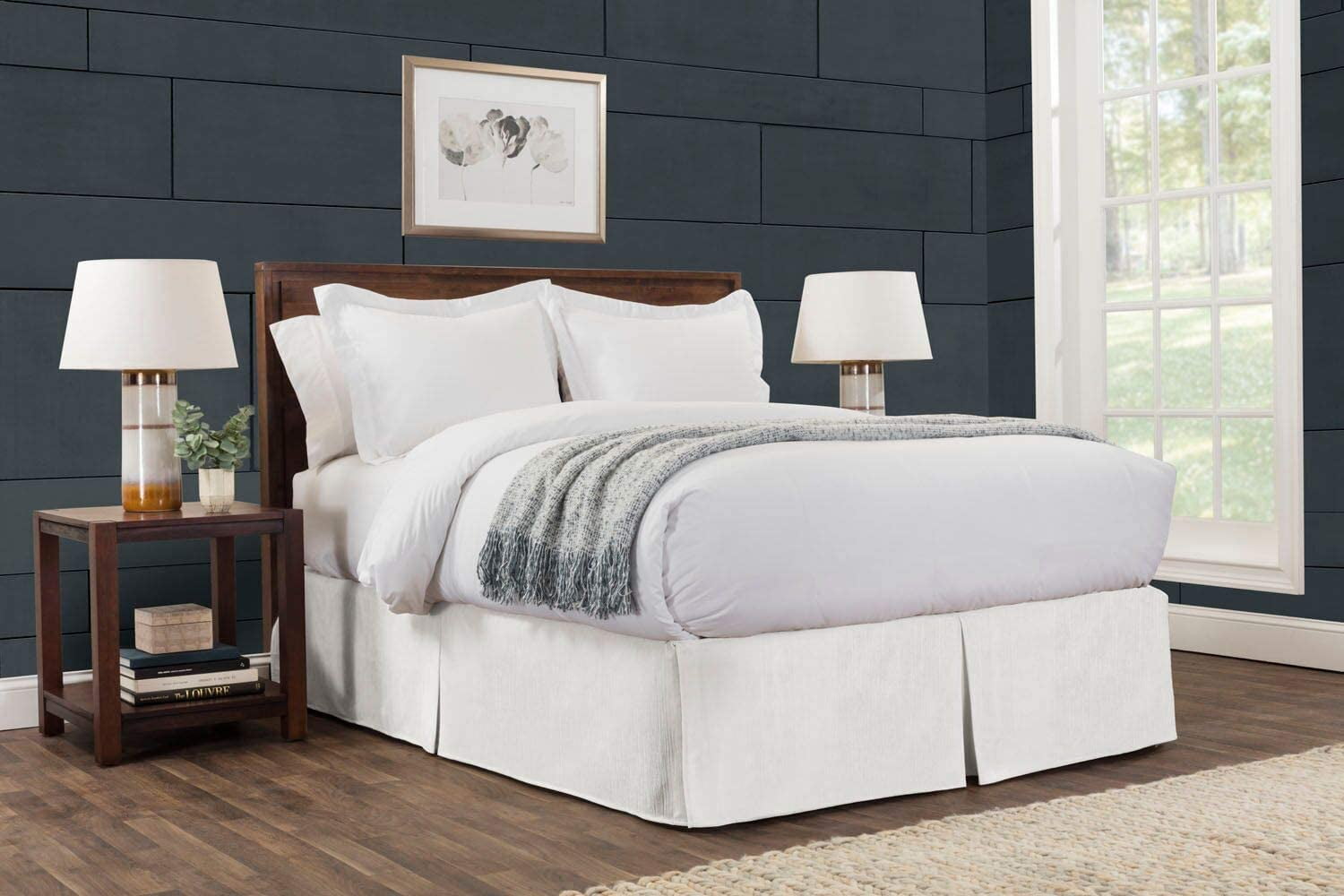 Buy Gavotte Home Tailored Velvet Bed Skirt with Split Corner 18 inch