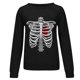 thumbnail image 4 of Mujeres Casual Manga completa Cuello redondo Tops Camisas sueltas Blusa Estampado de esqueleto Gráfico Sudadera Pompotops FGAJ18884, 4 of 5