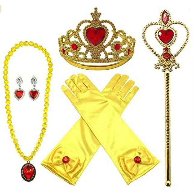 Niñas niños niños princesa reina varita y tiara corona vestirse princesa bella Elsa regalo con guantes de tiara Adepaton Accesorios para Disfraces