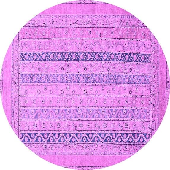 Ahgly Company Indoor Round Abstract Purple Modern Area Rugs, 3' Round