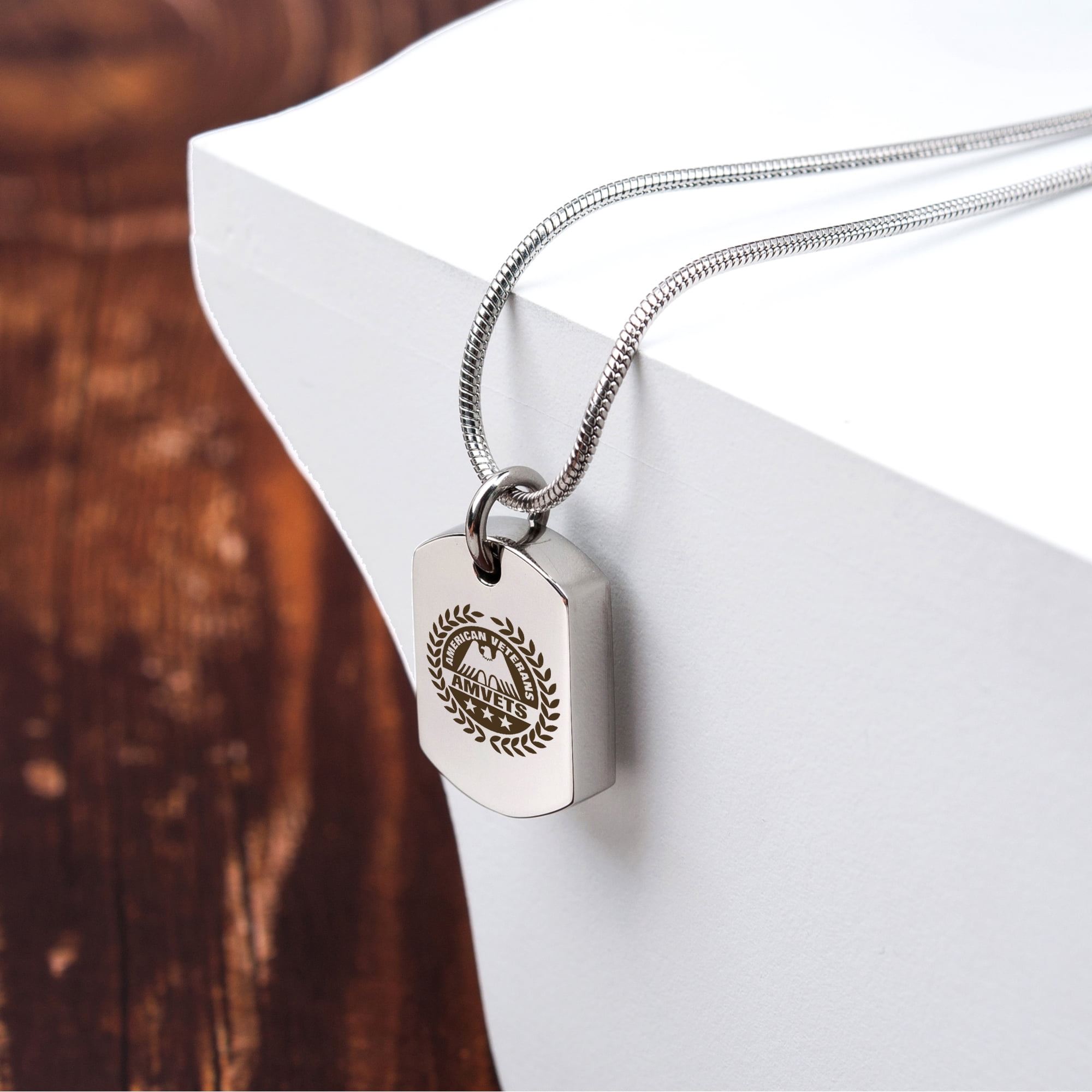 Anavia American Veterans Dog Tag Cremation Necklace, Pet Memorial Necklace, Urn Necklace for Ashes, Cremation Pendant, Pet Cremation Jewelry, Memorial Jewelry for Pets, With Funnel Kit