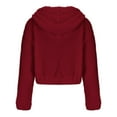 thumbnail image 4 of Lmnyox Women's Fuzzy Crop Jacket Fall Winter Fashion Zip Up Hooded Plush Coat Trendy Thermal Outerwear, 4 of 9