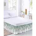 thumbnail image 2 of Eucalyptus Leaves Bed Skirt Queen Size, Teal Botanical Summer Weeping Wrap Around Bed Skirting with Adjustable Elastic Strap, Dust Ruffle Pleated Bedskirts 16 Inch Drop for Bedroom Queen Beds, 2 of 9