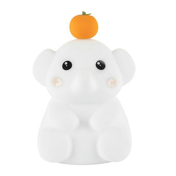 Cute Elephant Lamp, Silicone Night Light with 30 Minutes , Rechargeable Bedside Lamp with Touch Control White