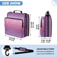 thumbnail image 3 of Zipper Binder with Shoulder Strap 2 inch 3 Ring Waterproof File Folder Organizer Bag 500 Sheet Pink and Purple Glitter Pattern, 3 of 8