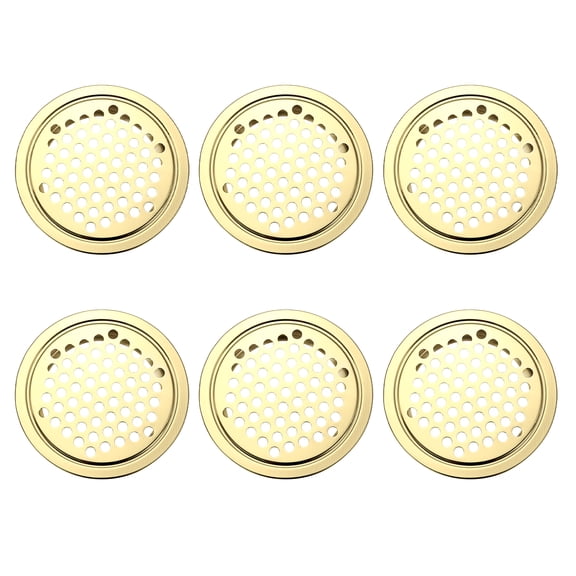 Uxcell 2 Inch (50mm) Circular Air Vents, 6 Pack Stainless Steel Soffit Vent Louver Round Mesh Hole Flat Louver for Kitchen Bathroom Shoe Cabinet Wardrobe, Gold