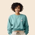 thumbnail image 3 of Dalix Heartly Ghost Embroidered Fleece Relaxed Boxy Fit Long Sleeve Crewneck Sweatshirt Womens in Arctic Blue S Small, 3 of 5