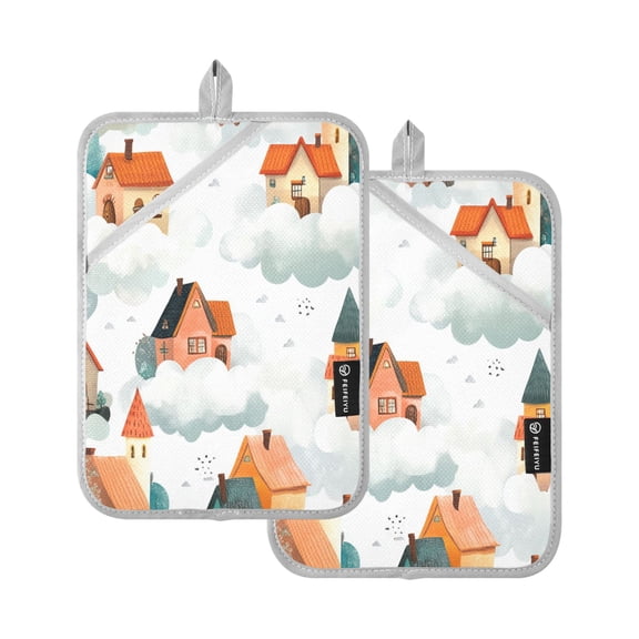 BZSMCE Pot Holder Oven Mitts Cooking baking House on The Sky Creative Pattern Size:7x9.8in