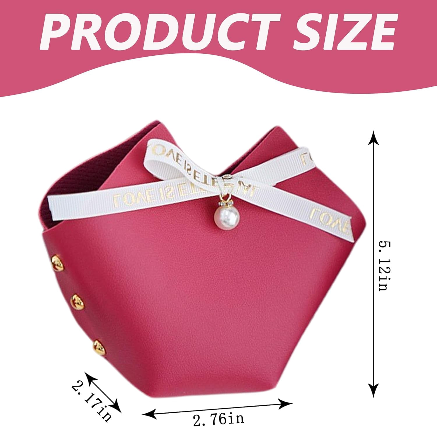 10 Pack Leather Bowknot Gift Boxes: Party Favor Bag Candy Gift Party Favor Boxes, Mini Gift Bags with Handles, Reusable Gift Bag for Baby Showers Wedding Christmas Party Valentines's Day (Rose Red)