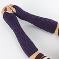 thumbnail image 4 of Cheers.US 1Pair Women's Fingerless Glove Winter Knit Thumb Elbow Length Arm Warmers, 4 of 6