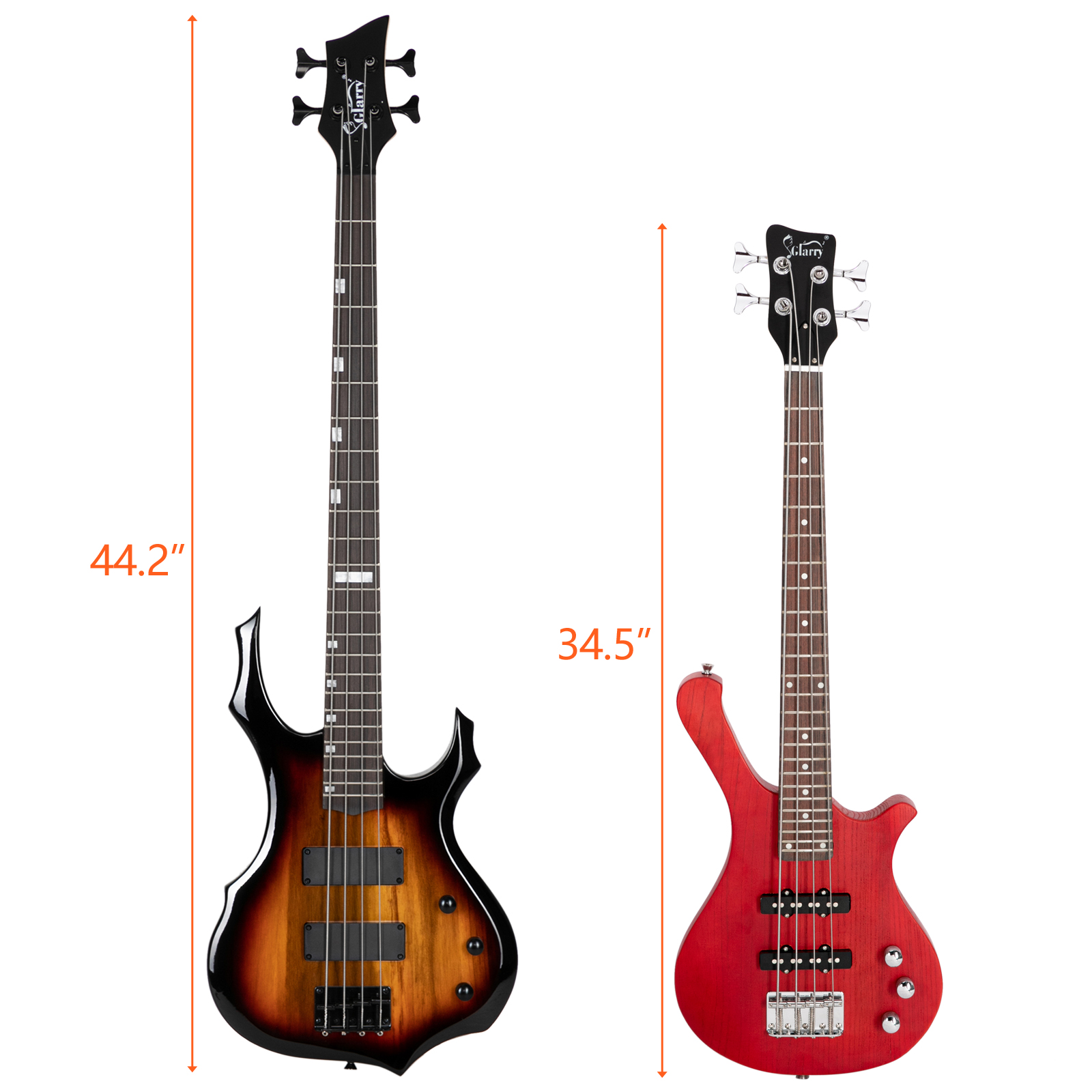 AsterOutdoor GW101 36in Small Scale Electric Bass Guitar Red photo 7