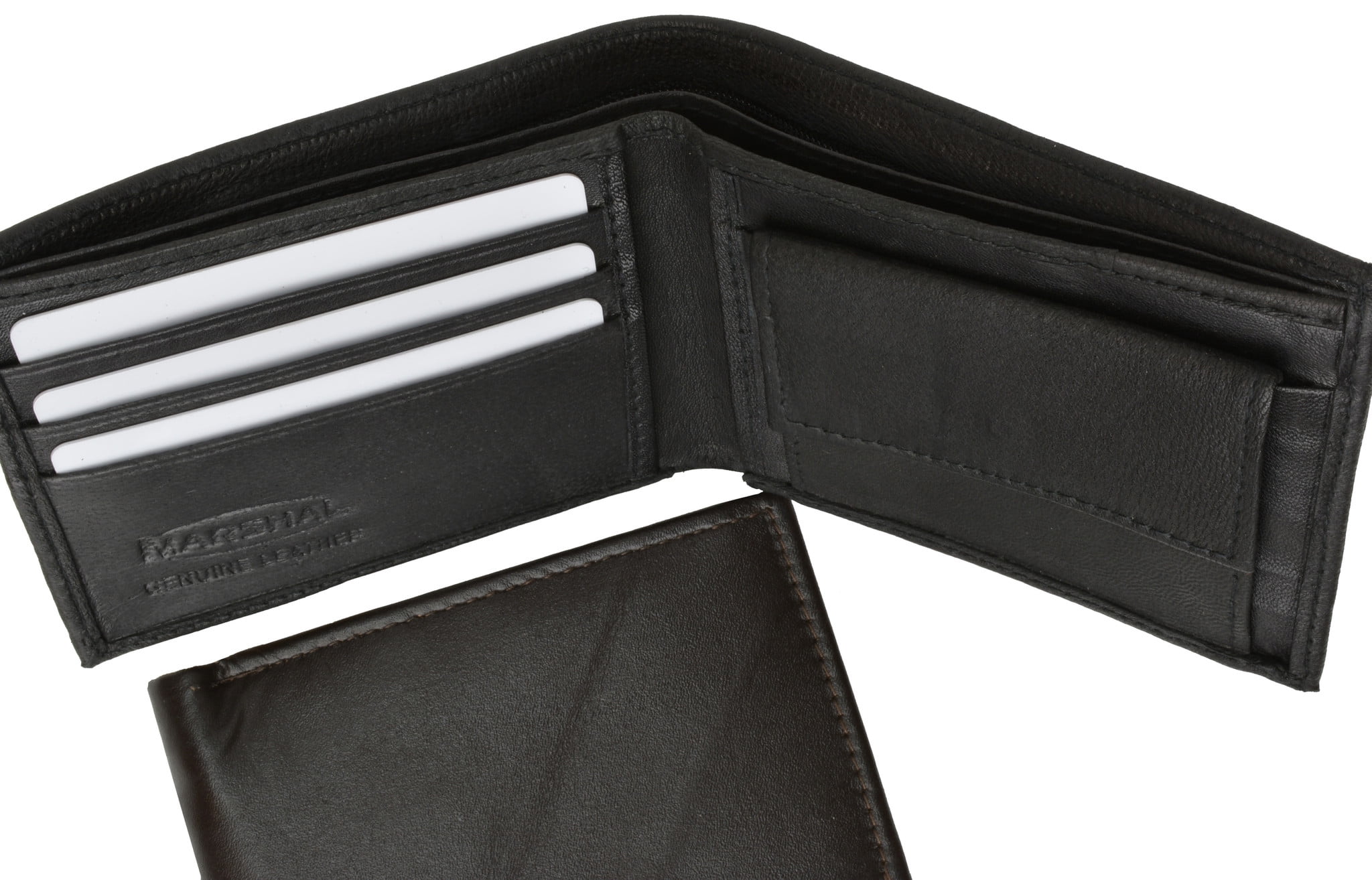 menswallet Mens Leather Change Pocket Bifold Wallet 1150 (C) Black