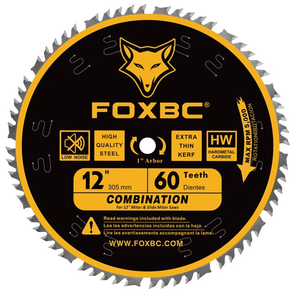 Hoja de sierra ingletadora combinada FOXBC de 30 cm y 60 dientes para cortar madera