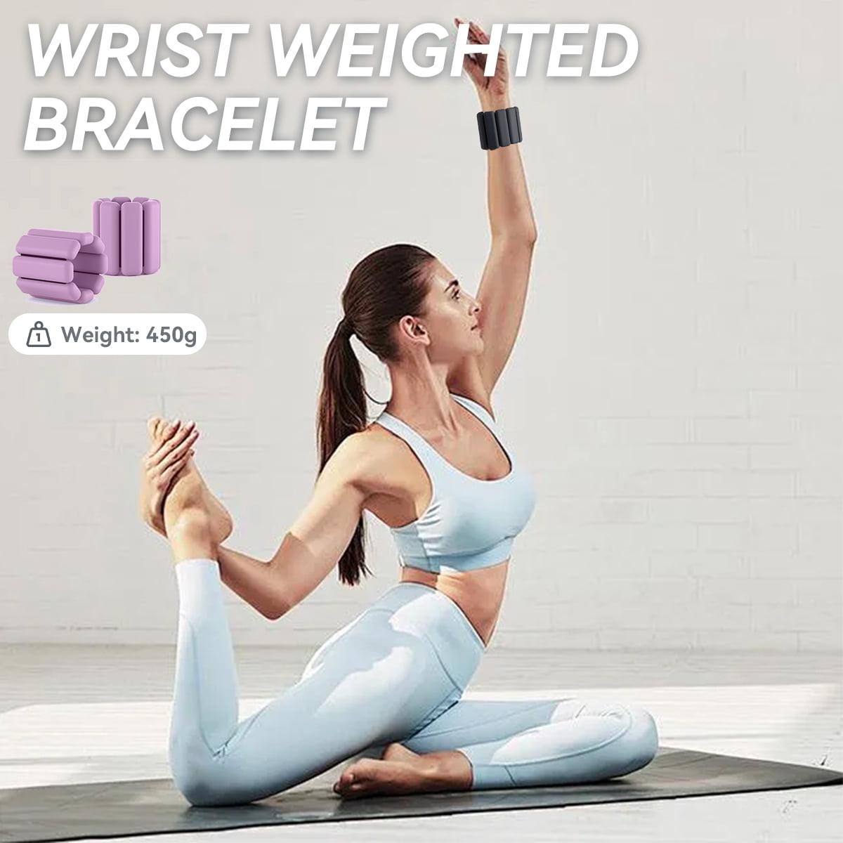 Ueasy Wrist Weights Set of 2, 1lb Adjustable Silicone Weighted Bangles for Women & Men, Wearable Ankle Weights for Yoga, Pilates, Dance, Strength Training, Running and Pool Exercises