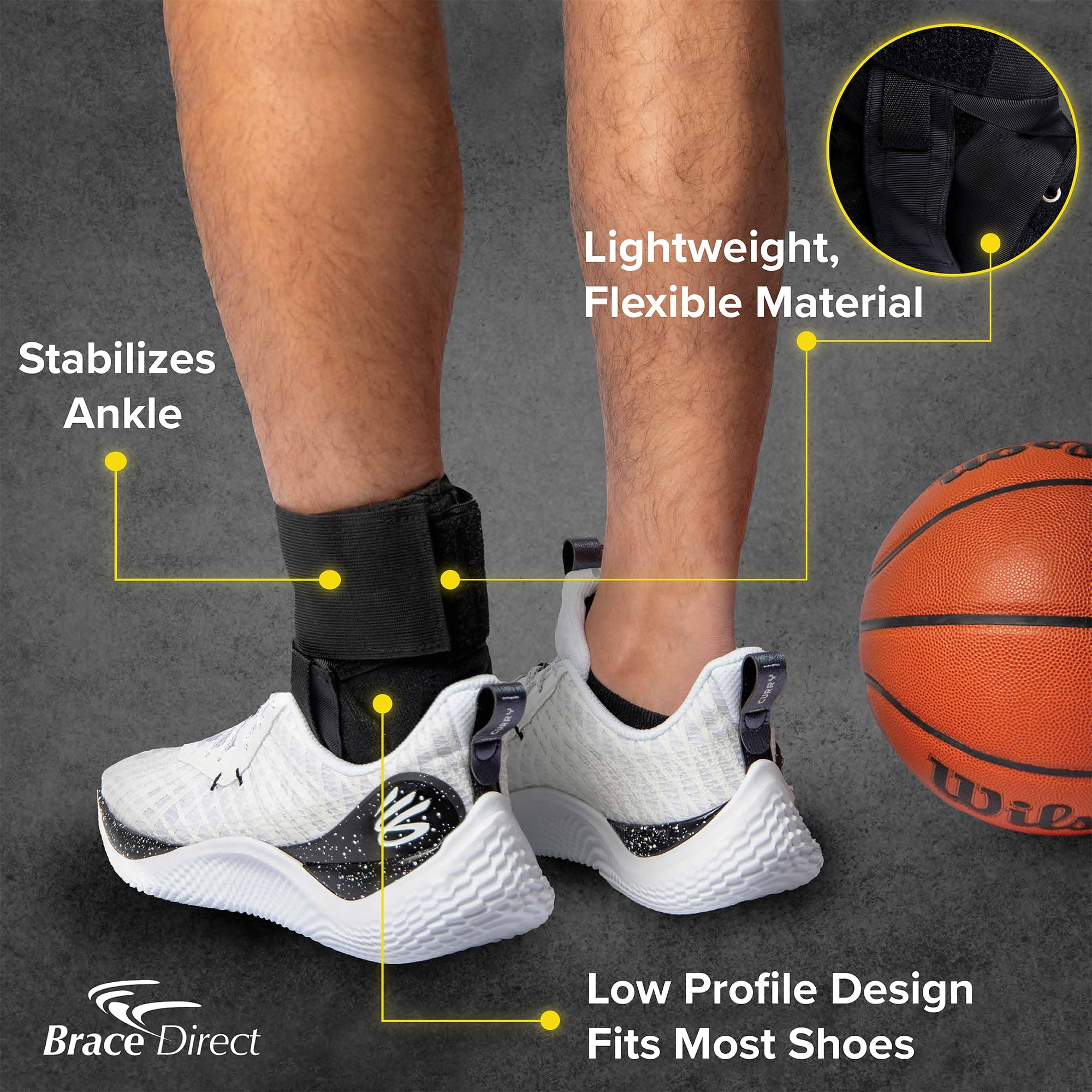 Brace Direct Easy Lace Up Figure 8 Strapping Ankle Brace - Quick-Adjust Ankle Support for Sports & Recovery